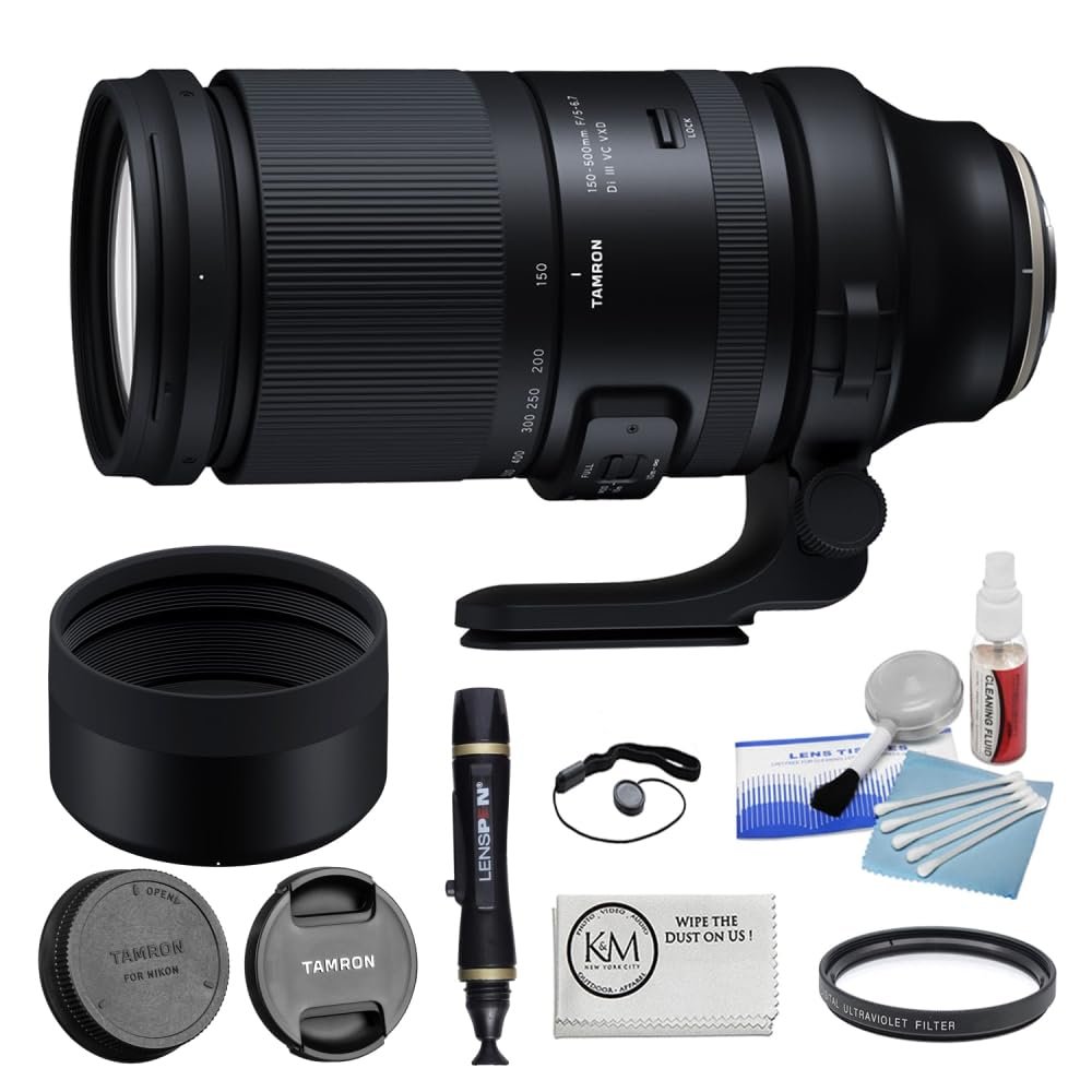 Tamron 150-500mm f/5-6.7 Di III VC VXD Lens for Fujifilm X Bundled with 82mm UV Filter + 5-Piece Camera Cleaning Kit + Cleaning Lens Pen + Lens Cap Keeper + Microfiber Cleaning Cloth (6 Items)