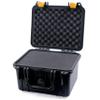ColorCase Pelican Protector 1300 Case Black - Small Size Waterproof Case with Pick & Pluck Foam & Convoluted Lid Foam - Yellow Latches view 2
