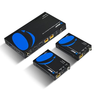 OREI 1x2 HDMI Extender Splitter 4K by Multiple Over Single Cable CAT6/7 4K@60Hz 4:4:4 HDCP 2.2 with IR Remote EDID Management - Up to 115 Ft - Loop Out - Low Latency - Full Support