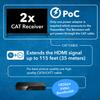 OREI 1x2 HDMI Extender Splitter 4K by Multiple Over Single Cable CAT6/7 4K@60Hz 4:4:4 HDCP 2.2 with IR Remote EDID Management - Up to 115 Ft - Loop Out - Low Latency - Full Support view 4