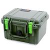 ColorCase Pelican Protector 1300 Case OD Green - Small Size Waterproof Case with Pick & Pluck Foam & Convoluted Lid Foam - Lime Green Latches view 3