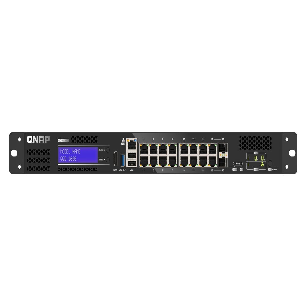 QNAP QGD-1600-8G-US The Worlds First Smart Edge Switch That Runs QTS and Supports Hosting Virtual Machines (VMs), Enabling Versatile Applications to Satisfy All Your Networking Needs. (Diskless)