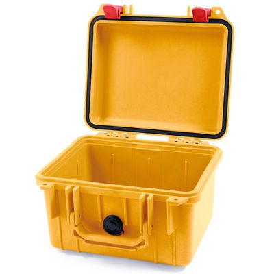 ColorCase Pelican Protector 1300 Case Yellow - Small Size Waterproof Case (Case Only) - Red Latches