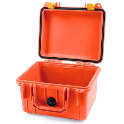 ColorCase Pelican Protector 1300 Case Orange - Small Size Waterproof Case (Case Only) - Yellow Latches