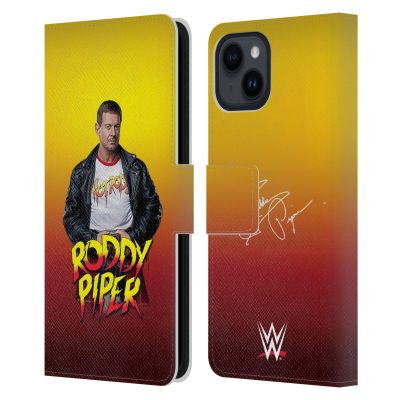 Head Case Designs Officially Licensed WWE Leather Jacket Rowdy Roddy Piper Leather Wallet Case Compatible with Apple iPhone 15