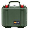 ColorCase Pelican Protector 1300 Case OD Green - Small Size Waterproof Case with Pick & Pluck Foam & Convoluted Lid Foam - Red Latches view 1