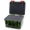 ColorCase Pelican Protector 1300 Case OD Green - Small Size Waterproof Case with Pick & Pluck Foam & Convoluted Lid Foam - Red Latches view 2