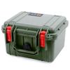ColorCase Pelican Protector 1300 Case OD Green - Small Size Waterproof Case with Pick & Pluck Foam & Convoluted Lid Foam - Red Latches view 3