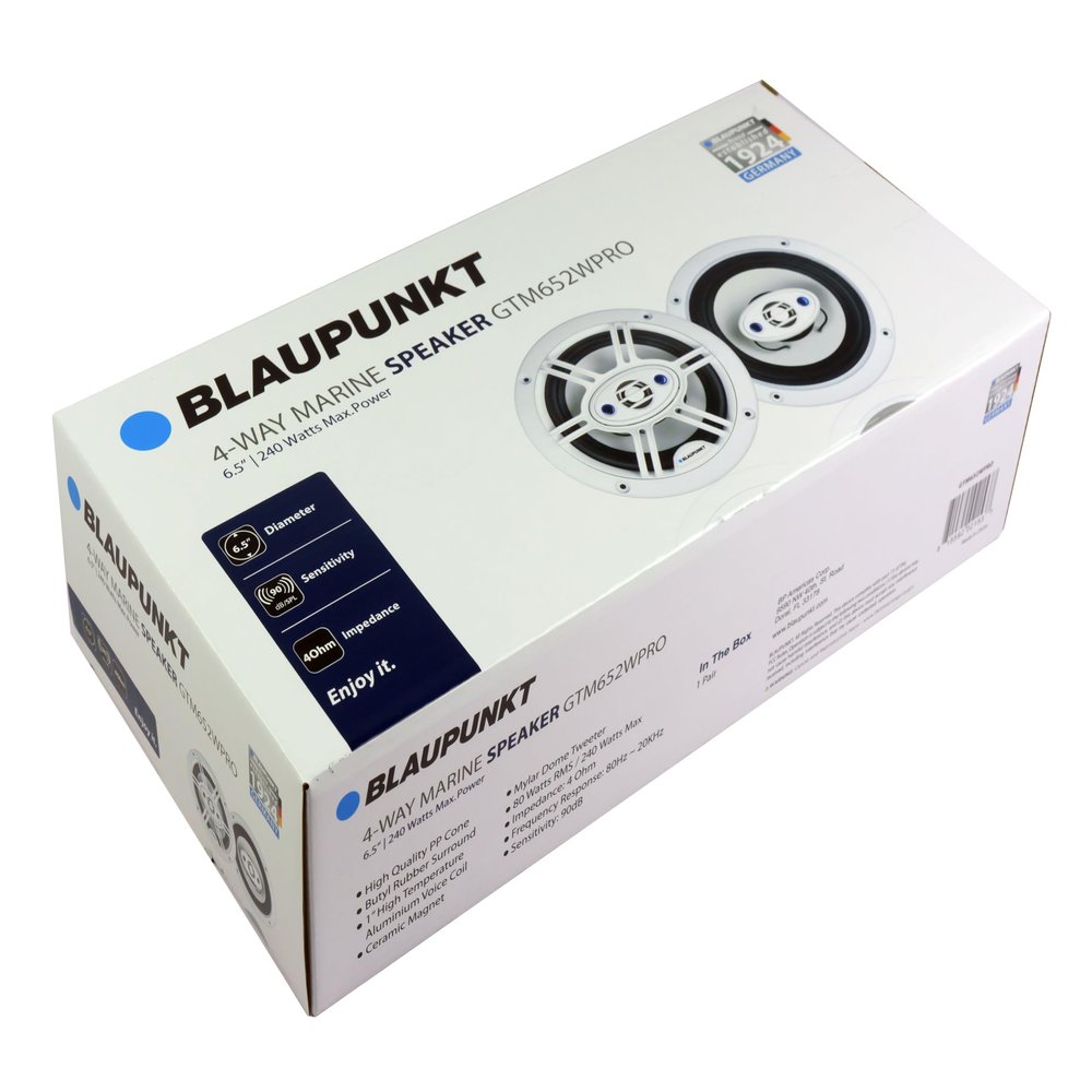 BLAUPUNKT GTM652WPRO 6.5" 4-Way Marine Speaker - 200W Waterproof Coaxial Speaker, 4 Ohm (2pc)