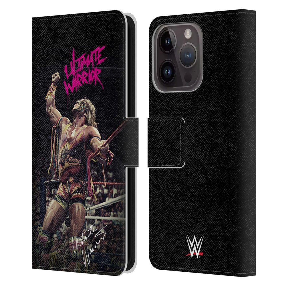 Head Case Designs Officially Licensed WWE Rope Pose Ultimate Warrior Leather Wallet Case Compatible with Apple iPhone 15 Pro