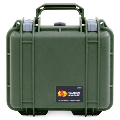ColorCase Pelican Protector 1300 Case OD Green - Small Size Waterproof Case with Pick & Pluck Foam & Convoluted Lid Foam - Silver Latches