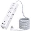 Surge Protector Power Strip - 15 FT Extension Cord, Power Strip with 12 Widely AC Outlet 3 USB, Flat Plug Wall Mount Overload Protection, 1050J, Desk Charging Station for Home Office, ETL Listed,White view 1