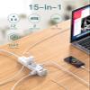 Surge Protector Power Strip - 15 FT Extension Cord, Power Strip with 12 Widely AC Outlet 3 USB, Flat Plug Wall Mount Overload Protection, 1050J, Desk Charging Station for Home Office, ETL Listed,White view 2