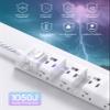 Surge Protector Power Strip - 15 FT Extension Cord, Power Strip with 12 Widely AC Outlet 3 USB, Flat Plug Wall Mount Overload Protection, 1050J, Desk Charging Station for Home Office, ETL Listed,White view 4