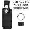 CaSZLUTION Microfiber Leather USB Flash Drive Case - Anti Lost USB Flash Drive Holder Protective Cover with Keychain, Small Portable Storage Carrying Case for USB Flash Drive (1PC, Black) view 3