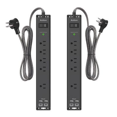 10Ft Surge Protector Power Strip - Extension Cord with Multiple Outlets, 5 Widely Outlets 4 USB Ports, Wall Mount, Flat Plug, Desk Charging Station for Home Office College Dorm Room Essentials