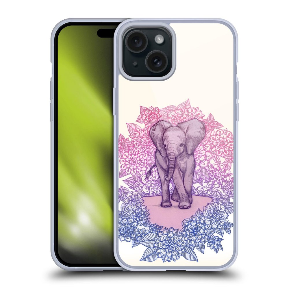 Head Case Designs Officially Licensed Micklyn Le Feuvre Cute Baby Elephant Animals Gel Case [Military Grade Protection] Compatible with Apple iPhone 15 Plus and Compatible with MagSafe