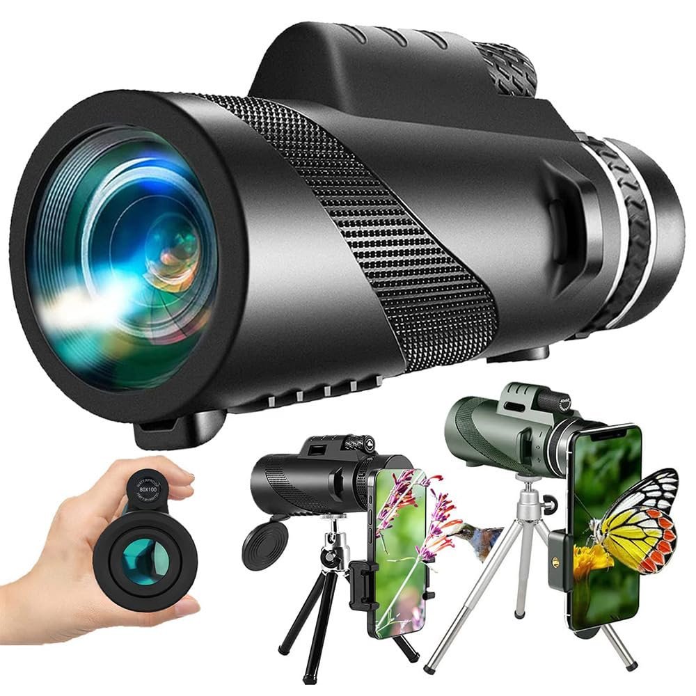 12x50 high List Telescope, Adult monocular Telescope with Tripod and Telephone Adapter Bird Watching unifocal Telescope Camping Hiking Watching Animal Travel