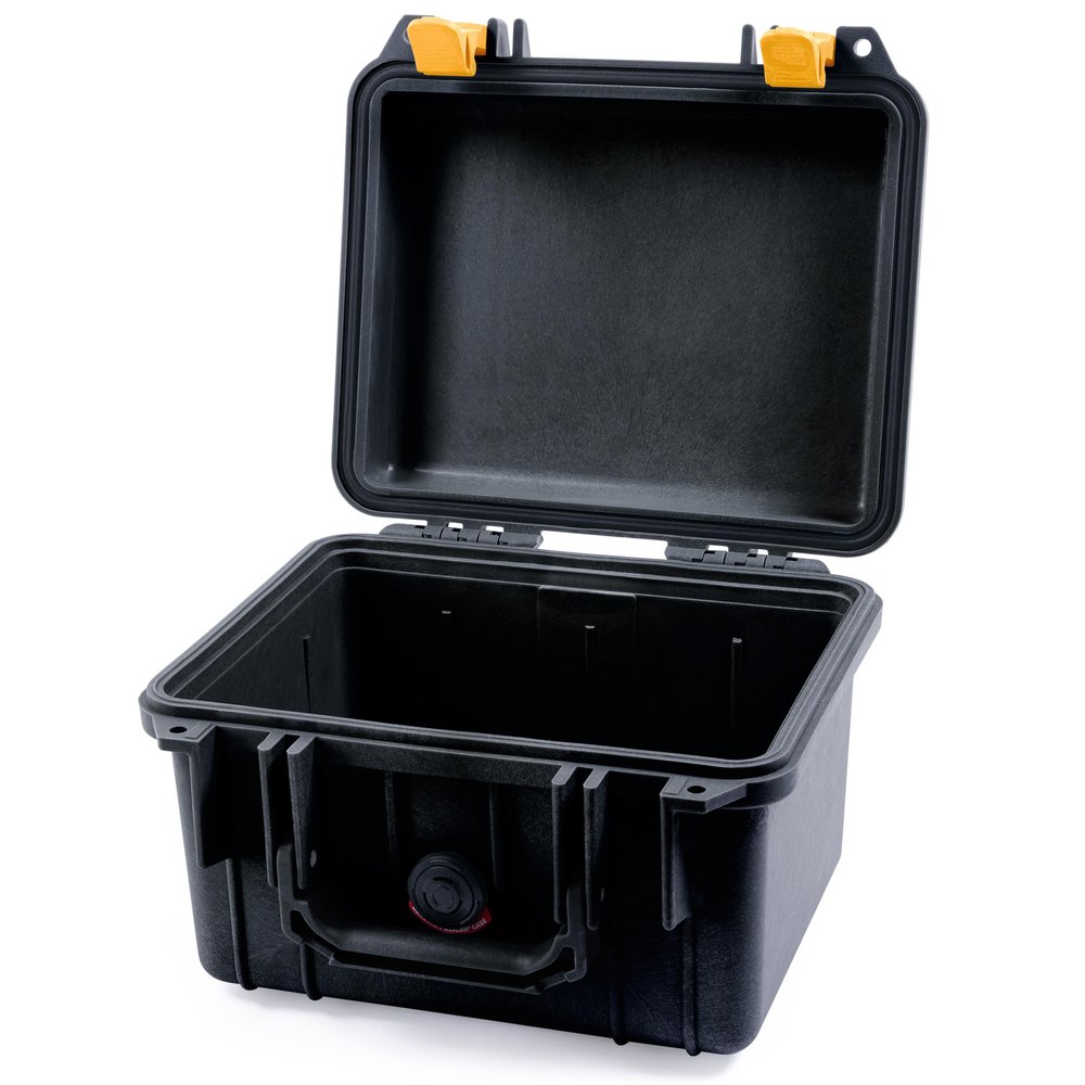 ColorCase Pelican Protector 1300 Case Black - Small Size Waterproof Case (Case Only) - Yellow Latches