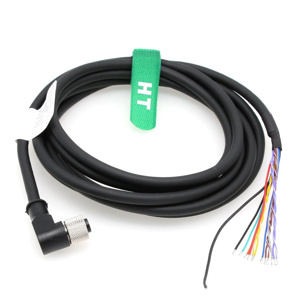 HangTon Power IO Cable M12 A-Coded 12 Pin Female Right Angle to Open for Cognex in-Sight 2800 7000 260, MicroHAWK V430 Vision Automation CCB-PWRIO 10m