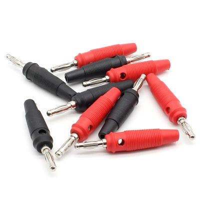 10Pcs/lot Red and Black 4mm Solderless Side Stackable Banana Plug