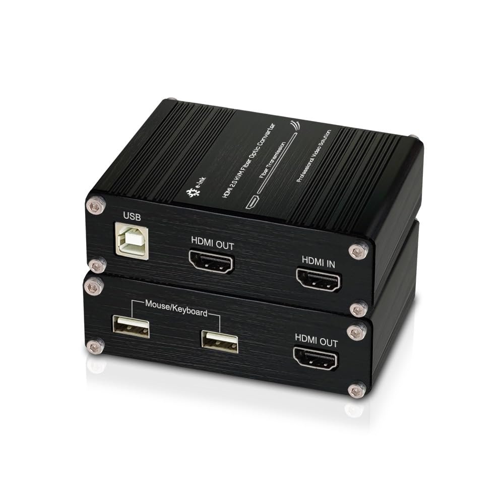 StarRoute Ultra HD 4K@60Hz HDMI KVM Fiber Extender, Uncompressed USB HDMI 2.0 Video Optical Transceiver, Up to 300m Over OM4 Multi-Mode Single Fiber LC-LC, Dual Monitor Design Supports Local Output