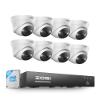 ZOSI 4K Security PoE Camera System with Person Vehicle Detection,8pcs 4K Outdoor Indoor IP Cameras,2 Way Audio,Night Vision,Sound Light Alarm,8 Ports 16CH 8MP NVR with 2TB HDD for Home 24/7 Recording view 1