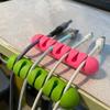 Data Cable Organizer 5PCS 7 Holes Self-Adhesive Cable Clamps Wire Winder Earphone Holder Cord Silicone Clip USB Cords Phone Line Desktop Management view 4