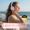 MIDOLA Bluetooth Headphones Over Ear 68H Playtime 6 EQ Wireless Headset with Microphone HiFi Stereo Foldable Lightweight Deep Bass for Travel Home Office Cellphone Pink view 2