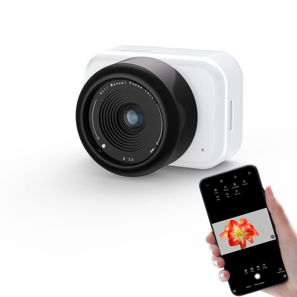 ATLI 1080P Time Lapse Camera T100 Lite Timelapse Video Camera HDR Professional APP Control for Plants Indoor(White&Black)