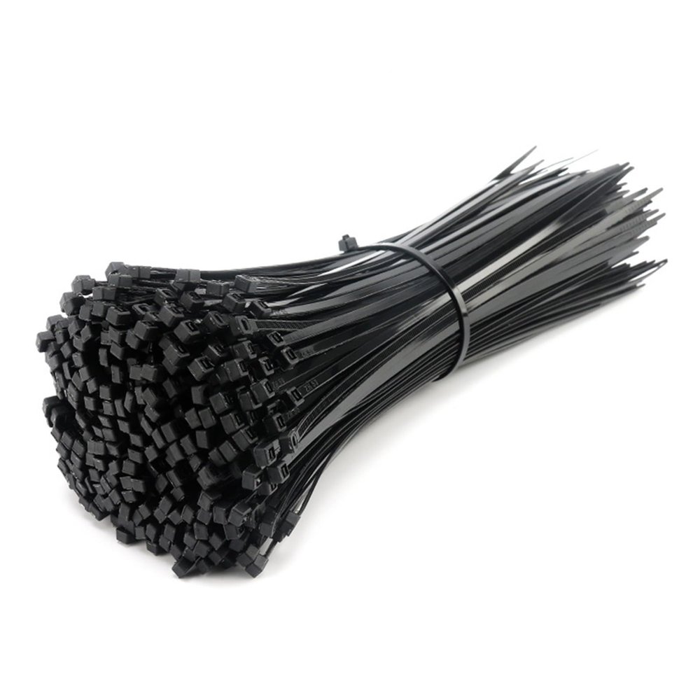 NORAZE 100PCS 4.8x150-4.8x500 Self-Locking Plastic Nylon Cable Tie Black Width 4.8mm Cable Tie Fixed Ring (Color : Black, Size : 4.8x300)