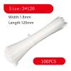 NORAZE Self-Locking Plastic Nylon Tie 100 PCS Black 5X300cable Tie Fastening Ring3X200 Cable Tie Zip Wraps Strap (Color : White, Size : 3x120mm) view 2