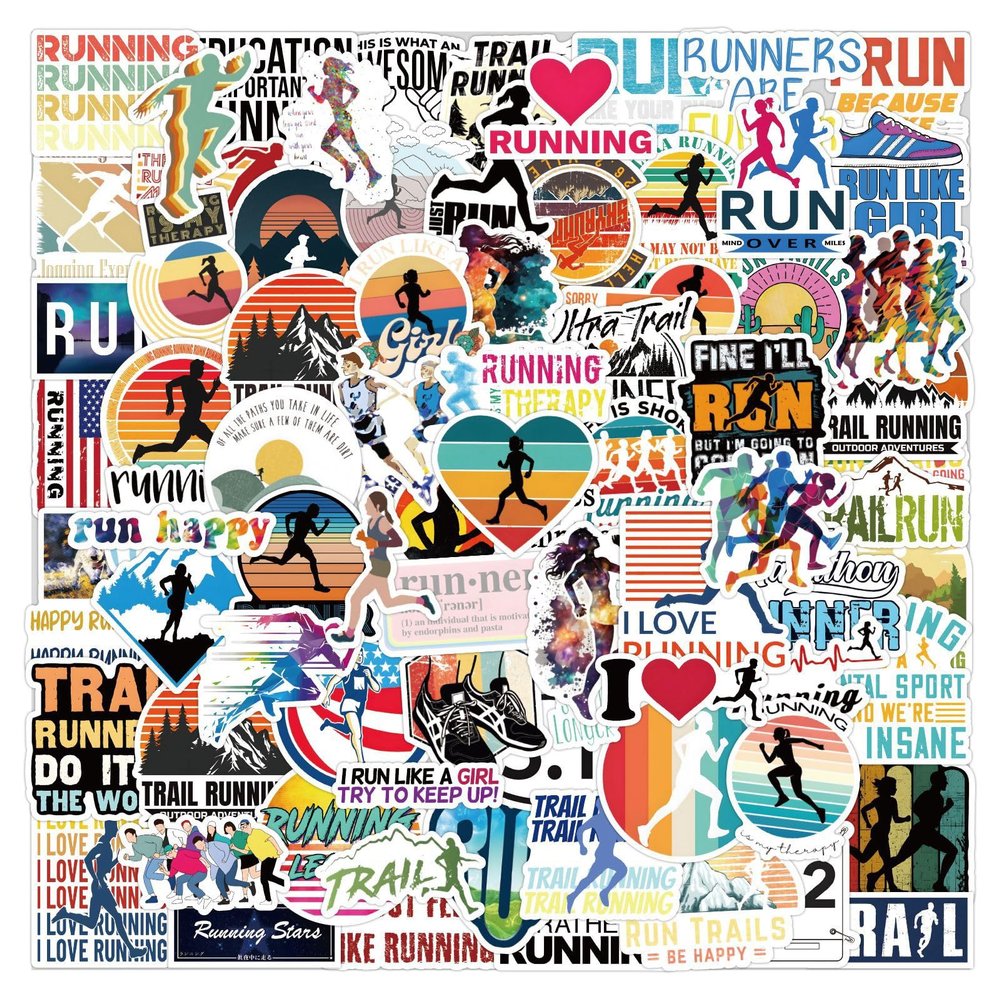 105PCS Running Stickers Bulk, Run Sports Motivational Decals for Kids,Teens, Adult, Runners Vinyl Waterproof Stickers for Water Bottle, Laptop, Scrapbook, Bumper, Skateboard, Phone (Running)