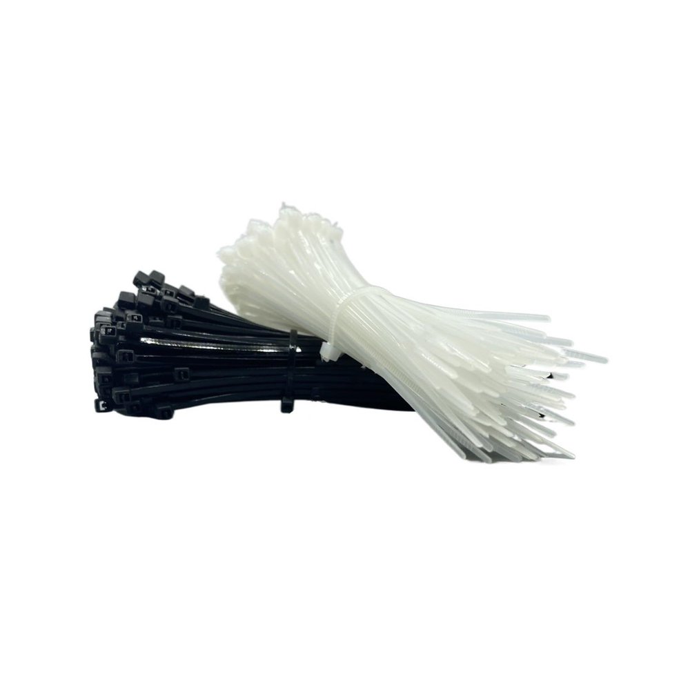 NORAZE 100pcs Various Specifications Self-Locking Nylon Tie Cable Zipper Fastening Plastic Fixation Black White (Color : Black, Size : 5x200mm)