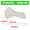 NORAZE Self-Locking Plastic Nylon Tie 100 PCS Black and White Cable Tie Fastening Ring Cable Tie Zip Wraps Strap (Color : White, Size : 5x300mm) view 2