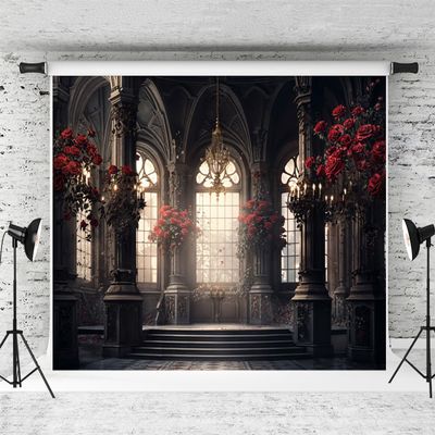 10x6.5ft Valentines Day Backdrop Red Rose Retro House Background for Couples Photo Studio Props