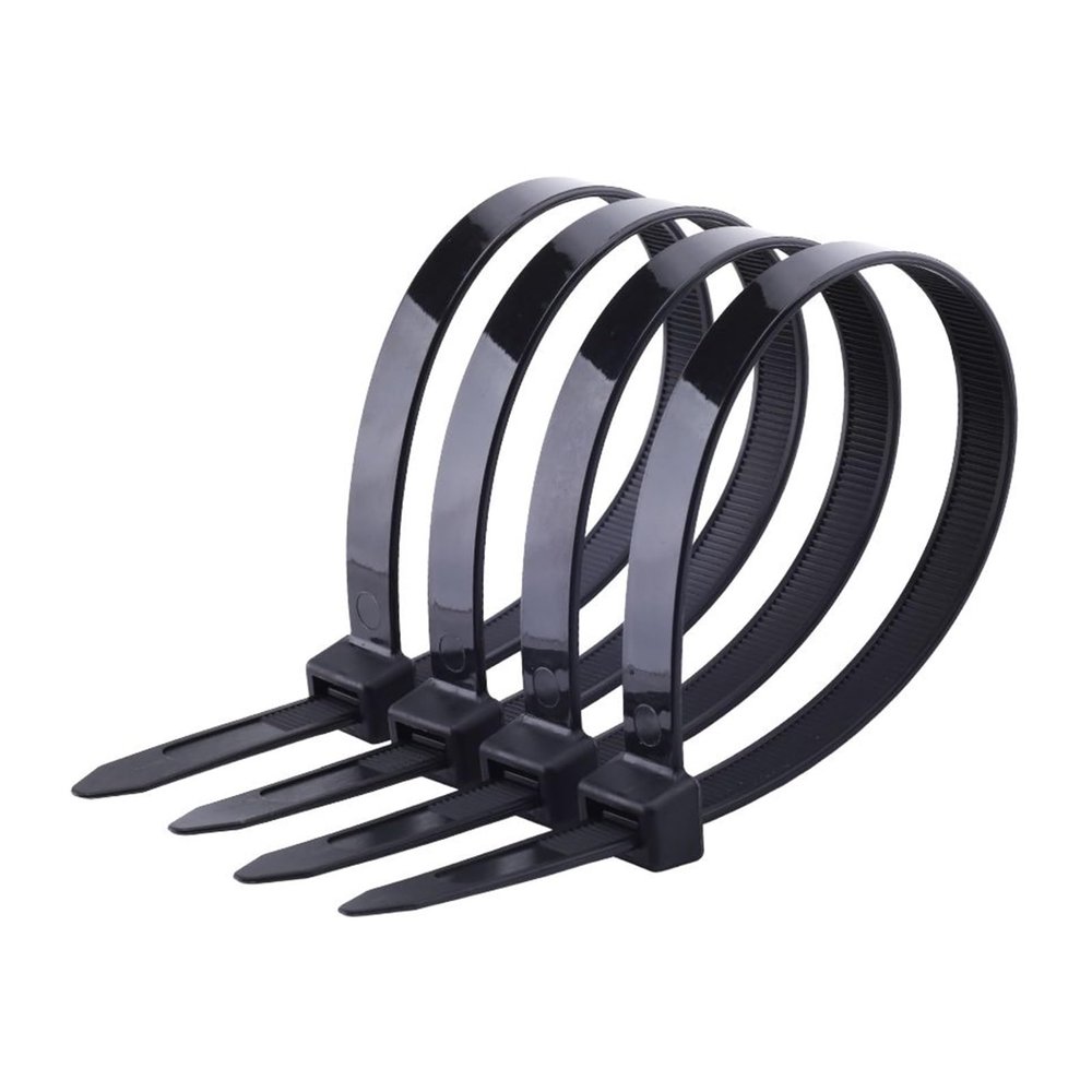 NORAZE Large Nylon Cable Tie 100PCS Black and White 8x200/250/300/350/400/500MM Strong Cable Tie Tape Holder (Color : Black, Size : 7.6x300mm100PCS)