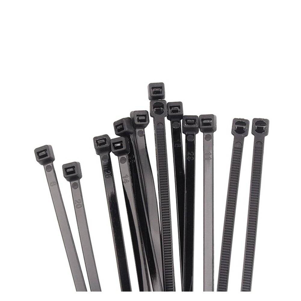 NORAZE 100PCS Nylon Cable Tie 3 * 100/4 * 150/5 * 200 Black Cable Wire Load Fastening Tie Cable Organizer Cargo Strap (Color : Black 100PCS, Size : 4X200)