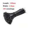 NORAZE 100pcs Nylon Cable Ties Plastic Self-Locking Cable Clamp Clips Zip Ties Gardening Supplies Black White 100/120/150mm (Color : Black, Size : 1.9mmx120mm) view 2