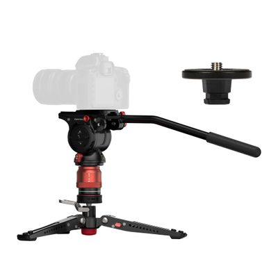 IFOOTAGE Mini Tripod for Camera with Fluid Head and Quick Release Plate, Video Tripod Head Fluid Drag Pan Head for DSLR Cameras, Cobra 3 Base-P & Komodo K5S