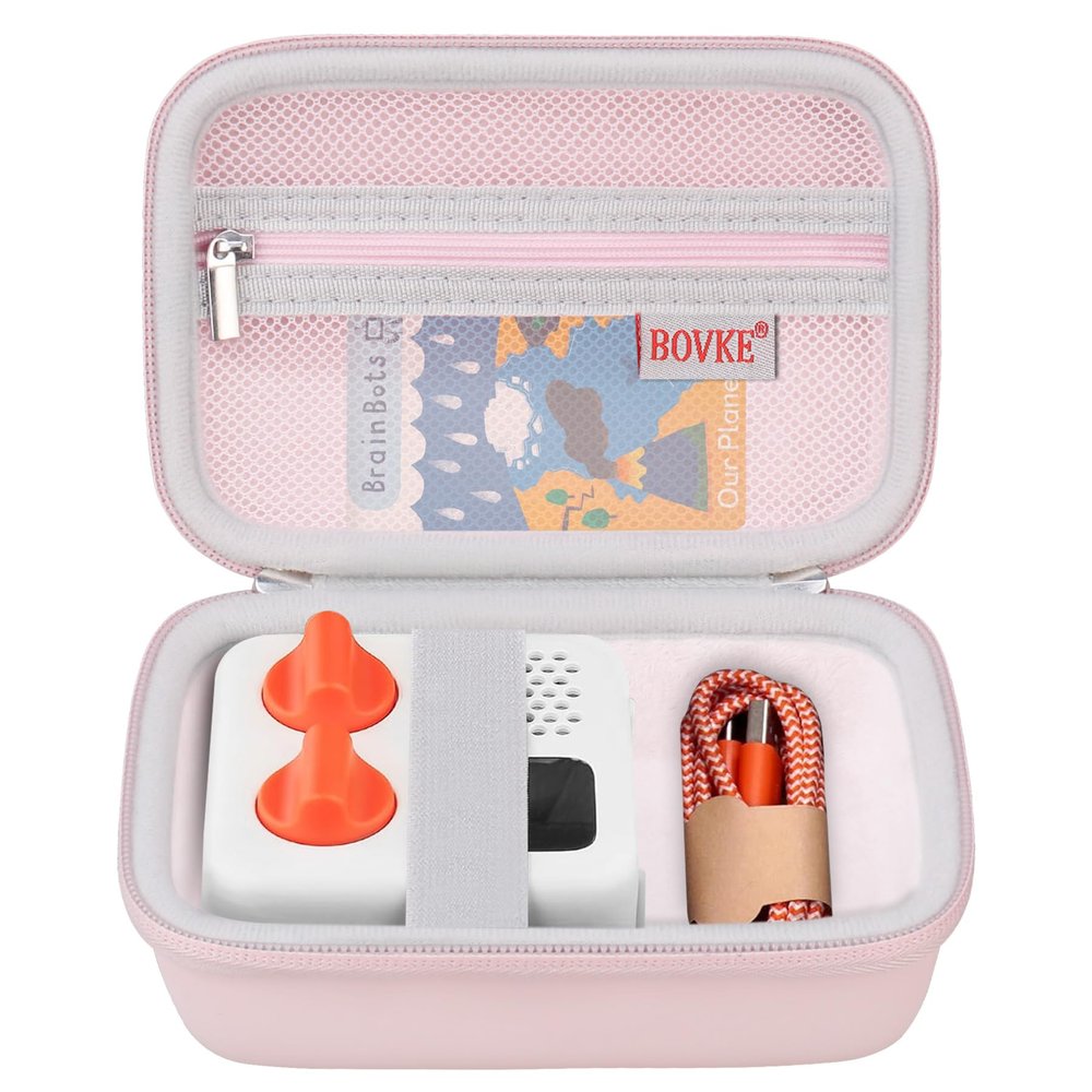 BOVKE Carrying Case Compatible with Yoto Mini 2024 Edition Kids Audio Music Player Children Speaker Plays Audiobook Cards Radio with Space for Extra Yoto Cards and Cables, Pink+Pink