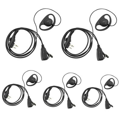 WODASEN 5-Pack BD502i Walkie Talkie Earpiece with Mic PTT D-Shape Radio Headset with Screw for Hytera BD502 BD552 BD552i PD502 PD502i PD562i PD402i PD482i RCA RDR2500 HYT TC-508 TC-580 TC-610 (5 Pcs)