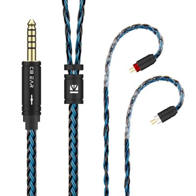 2M Long In Ear Monitor Earphone Cable,KBEAR ST16 PLUS Headphone,16 Cores 5N Single Crystal Copper Silver-plated Upgrade Wire for AS10 ZS10 Pro AS16 ZSN PRO (2 Pin 4.4mm Audio Jack, Black-Blue)