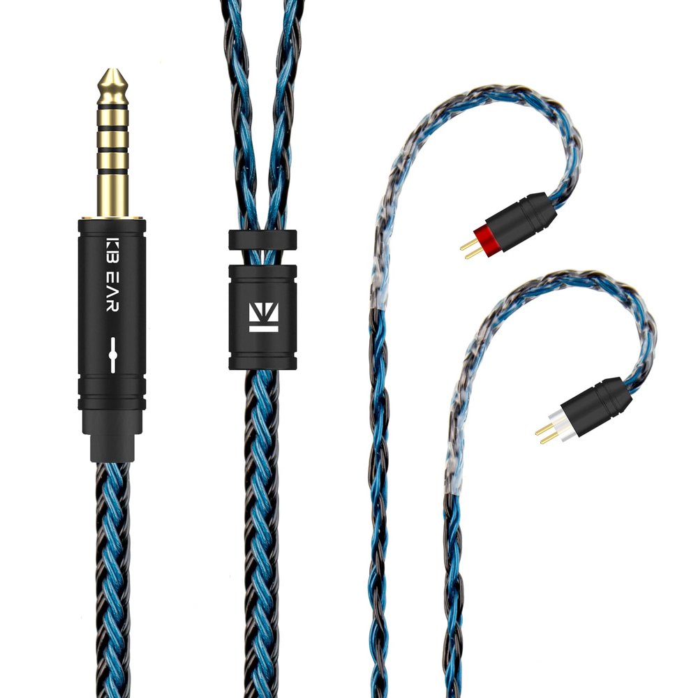 2M Long In Ear Monitor Earphone Cable,KBEAR ST16 PLUS Headphone,16 Cores 5N Single Crystal Copper Silver-plated Upgrade Wire for AS10 ZS10 Pro AS16 ZSN PRO (2 Pin 4.4mm Audio Jack, Black-Blue)