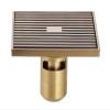 AMHIL 103mm Brass Square Bathroom Washing Machine Floor Drain Thickened Large Displacement Bathroom Fence Shape Floor Drain (Color : Retro-Single Use) view 1
