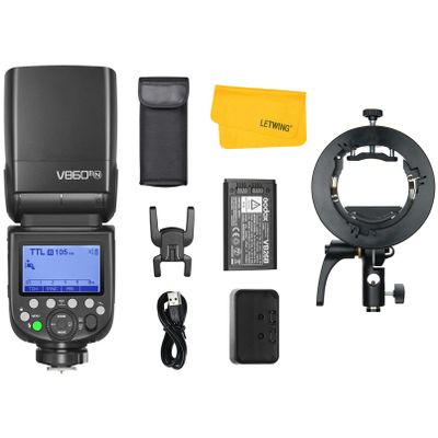 Godox V860III-N Camera Flash for Nikon, TTL Flash 2.4G 1/8000s HSS Speedlite with Godox S2 Flash Bracket, 7.2V/2600mAh Li-ion Battery, 480 Full-Power Flashes, Compatible for Nikon Camera