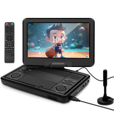 12.5" Portable TV/DVD Player - 10.1" HD Swivel Screen, Digital Tuner/HDMI/USB/AV, Built-in Battery, High Volume Speakers - Perfect for Car/Travel
