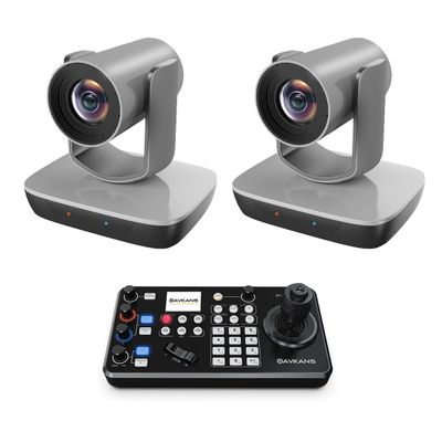 AVKANS Budget NDI PTZ Camera Bundle Kits - 2 Units AV-E20-NDI PTZ Camera and 1 Unit Super Joystick Controller for Church Live Streaming Services