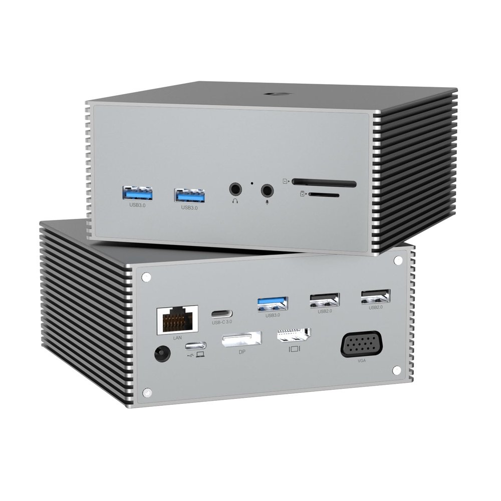 16-in-1 USB-C Docking Station with Triple Display, 4K HDMI, USB Ports, Ethernet, SD/TF Card Reader - Compatible with Windows - Supports Mirror Mode