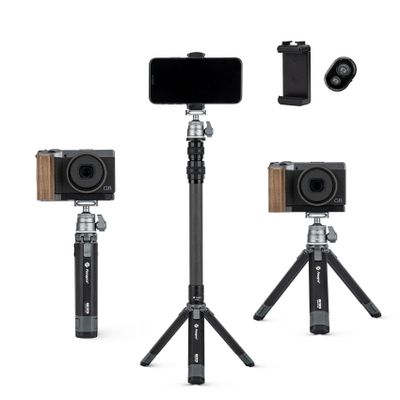 Fotopro Desktop Tripod All Metal Material Aluminum Alloy 360 Degree Ball Head 1/4 Inch Screw Mini Portable Table Tripod for Cell Phone DSLR Camera Travel Photograph Vlog Video (SY-390+P-2HX Set)